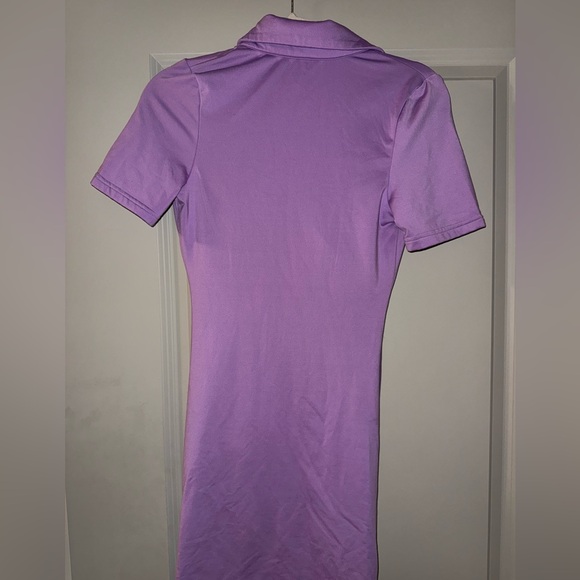 Purple Ruched Button-Down Dress - Picture 6 of 6